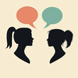 © aciddreamStudio - Silhouettes of a women couple, with speech bubbles above their heads in different colors