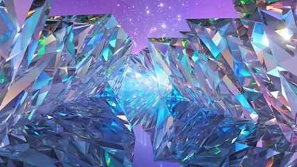 Poster - Explore a stunning crystal world illuminated by vibrant colors and light reflections in an abstract space setting