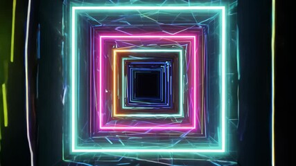 Leinwandbilder - Vibrant neon tunnel creates immersive light experience in mesmerizing digital artwork