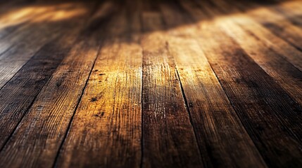 Aufkleber - Warm light illuminating rustic wooden floor boards
