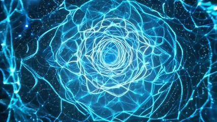 Fototapete - dynamic blue light patterns create an immersive experience reminiscent of a cosmic journey through s