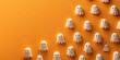 © Collection - Happy Halloween Spooky Ghost Pattern on Orange Background