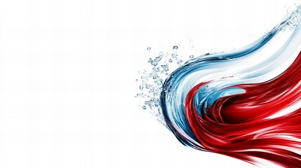 Poster - dynamic red and blue water splash creating an energetic abstract design.