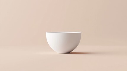 Poster - simple white bowl on soft beige background for minimalist decor