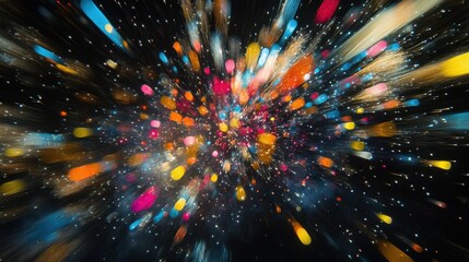 Poster - Vibrant Color Explosion with Sparkles and Starry Background