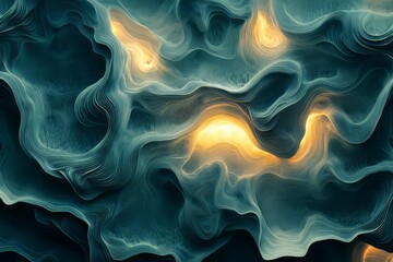 Poster - Intricate 3D abstract pattern with swirls and luminous details creates a mesmerizing visual experience