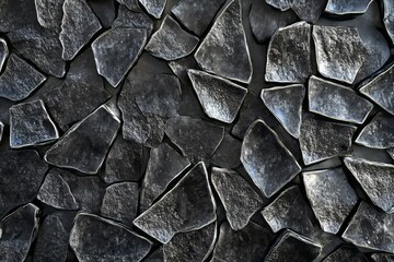 Poster - Chipped ice texture with sharp edges and rough surfaces capturing winter's beauty in intricate patterns