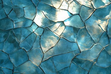 Poster - Cracked ice texture reflecting light in intricate patterns on a frozen surface