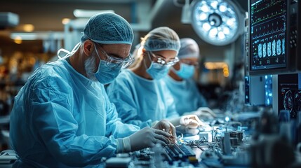 Poster - Medical professionals working in high-tech environment