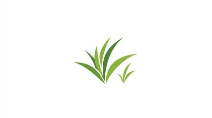 Poster - Minimalistic grass icon with a few blades in green on a white background 