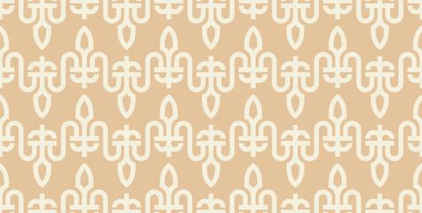 Poster - Elegant seamless pattern with a delicate geometric design in soft beige and cream tones. Interior decor design.
