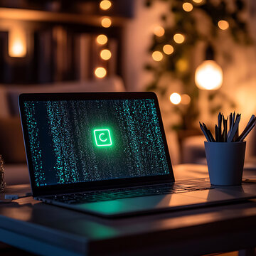 Digital Display with Light Effects in Cozy Interior