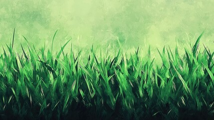 Poster - Illustrated grass patch with shading and vibrant green hues 