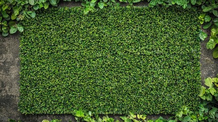 Poster - Patch of fake grass used as a small outdoor lawn in a backyard 