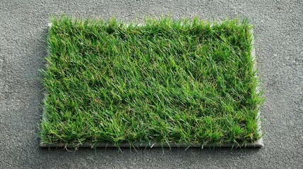Poster - Patch of fake grass used as a small outdoor lawn in a backyard 