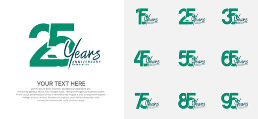 Wall Mural - Anniversary logo set vector design, green color for celebration event