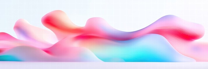 Wall Mural - Colorful abstract waves with soft gradients on a white background.