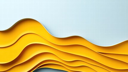 Wall Mural - Stylish yellow wavy abstract design on a light background, perfect for modern creative applications.