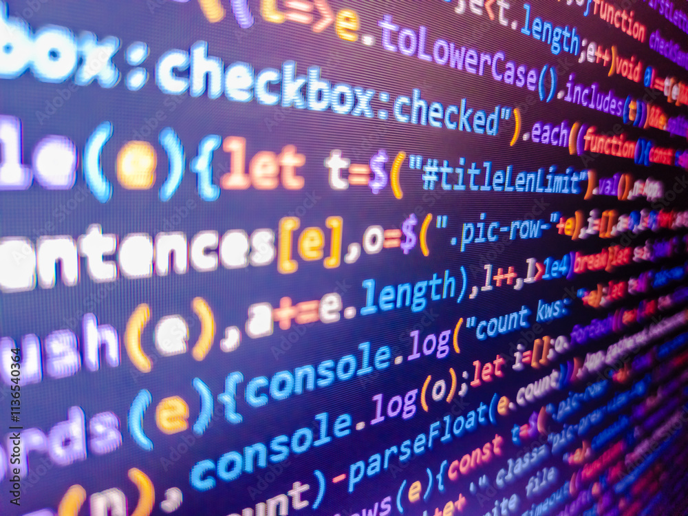 Password word among digital numbers. Background of program code. Grow ...