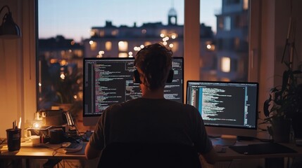 programmer working late at night
