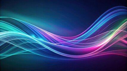 Wall Mural - Abstract Swirling Neon Waves, Vibrant Hues and Glowing Lines, Dynamic Energy and Smooth Curves