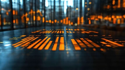 Poster - Abstract digital display with glowing data visualizations