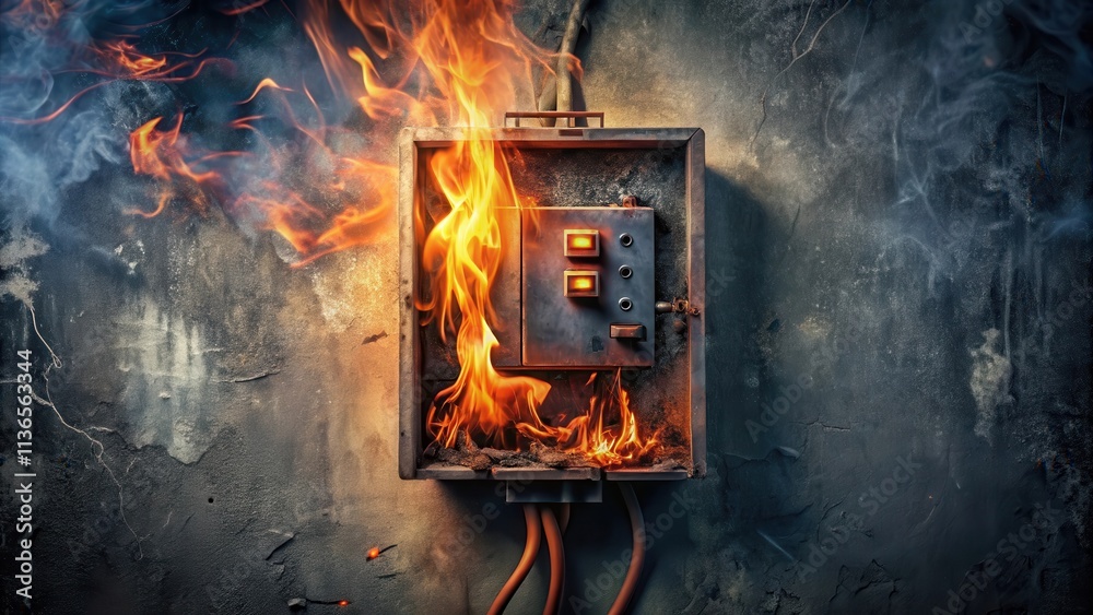 Electrical Panel Fire Hazard A Warning of Severe Electrical Malfunction ...