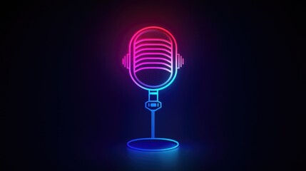 Poster - Modern, colorful podcast logo with microphone symbol and text space 