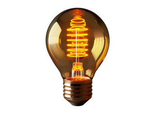 Poster - Vintage-style glowing filament light bulb, isolated on a white background, providing a clean and bright concept of innovation and ideas. Ai generative.