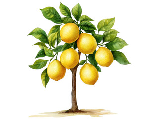 vibrant lemon tree with ripe fruit surrounded by lush green foliage in bright natural lighting