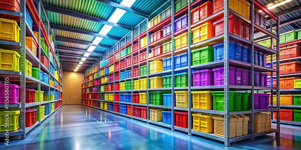 Modern Warehouse Colorful Storage Solutions - High-Resolution Images of ...