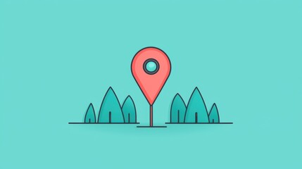 Poster - Location GPS Icon A stylized GPS icon with satellite signals, representing global positioning system technology and connectivity.