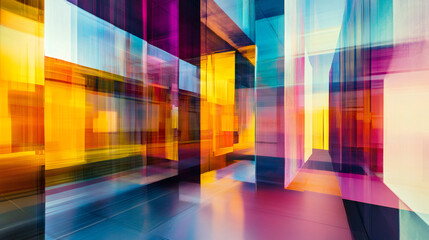 Poster - Energizing modern architectural design with vivid colors and dynamic blurred motion effect