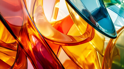 Leinwandbilder - colorful abstract glass sculpture reflecting light and refracting to form intricate patterns and hig