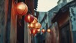 © Adi - Chinese new year lanterns in old town area, selective focus, with copy space