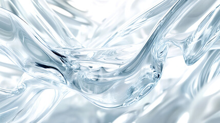 Poster - Dynamic and elegant abstract composition of transparent liquid waves, perfect for backgrounds associated with purity, freshness, and fluidity