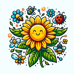 Wall Mural - illustration of sunflowers