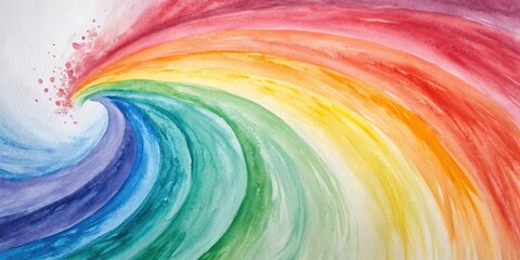 Wall Mural - Abstract Watercolor Rainbow Arcing in a Curved Pattern, a Whimsical and Colorful Swirl of Hues