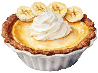 Wall Mural - Delightful and Creamy Banana Cream Pie with Whipped Topping and Fresh Bananas in a Bowl