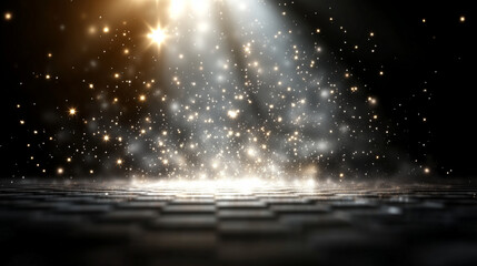 Poster - Sparkling light and sparkling particles creating a magical effect on a dark background