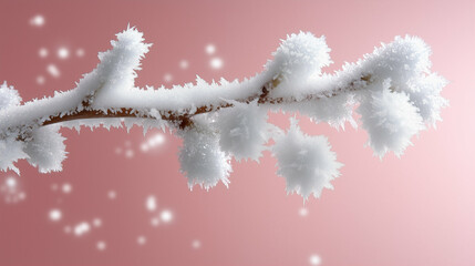 Poster - Frosty branch covered in snow with winter scenery