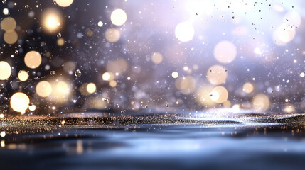Poster - Bokeh lights creating a magical atmosphere with shimmering reflections in a dreamy setting