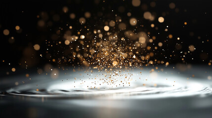 Poster - Water splash with beautiful droplets creating mesmerizing patterns in liquid