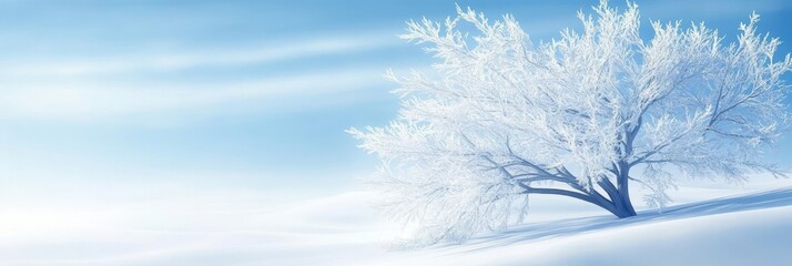 Poster - Celestial Winter Night With a Solitary Tree Wrapped in Frost