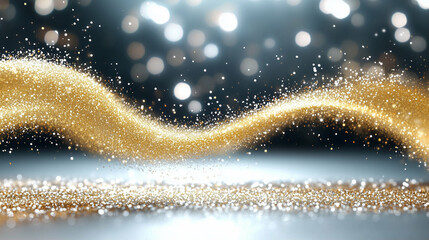 Poster - Glitter sparkle wave shimmering light background for festive celebration decoration