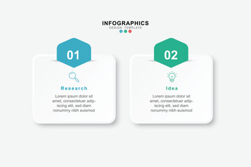 Fototapete - Vector Infographic label design template with icons and 2 options or steps. Can be used for process diagram, presentations