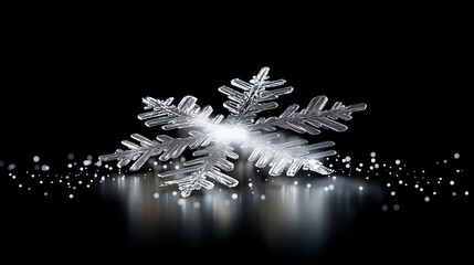 Poster - Snowflake glistening in winter light with sparkling background