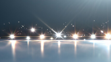 Poster - Light sparkles shining on reflective surface creating magical atmosphere with vivid highlights and enchanting glow