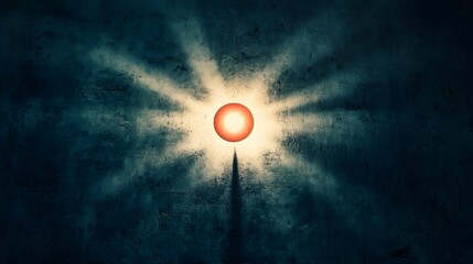 Poster - Abstract Representation of a Sphere Projecting Light in a Dark Environment with Rays of Illumination Creating a Dramatic Visual Effect