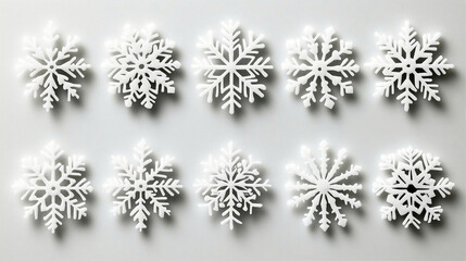 Poster - Snowflakes decorative winter design unique patterns on white background